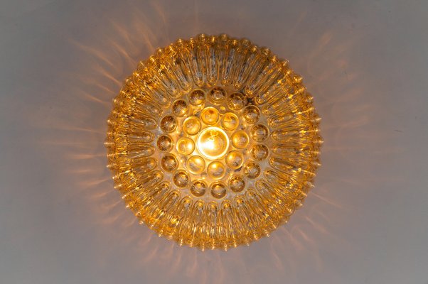 unburst Round Amber Bubble Glass Wall Lamp, Limburg, 1960s-KQB-1815461