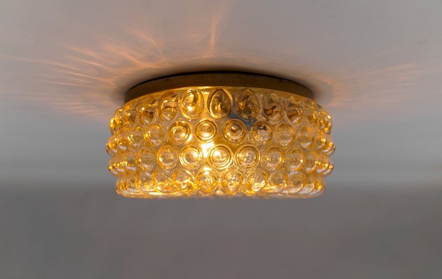 unburst Round Amber Bubble Glass Wall Lamp, Limburg, 1960s-KQB-1815461