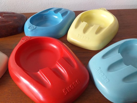 Unique Colored Bakelite Ashtrays from Škoda Car Manufacturer, 1959, Set of 10-TZ-772277