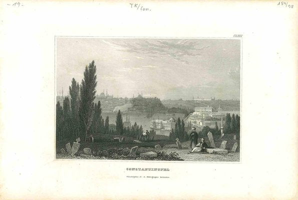 Unknown, Ancient View of Constantinople, Original Lithograph, Mid-19th Century-ZCI-1383078