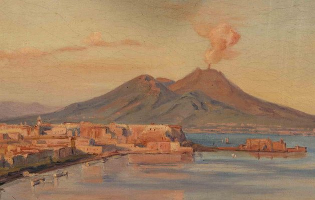 Unknown, Ancient View of the Bay of Naples, Oil Painting, 19th Century-ZCI-1769985