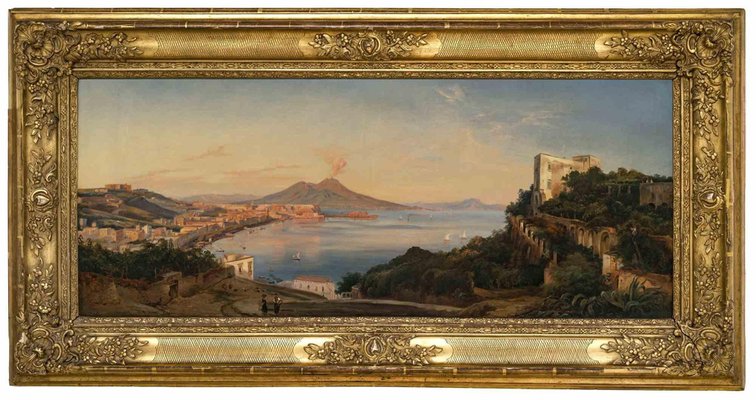 Unknown, Ancient View of the Bay of Naples, Oil Painting, 19th Century-ZCI-1769985