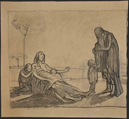 Unknown, Charity, Ink & Watercolor, Early 20th Century-ZCI-1344737