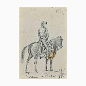 Unknown, Chasseur D'afrique, Pencil Drawing, Early 20th Century-ZCI-1343953