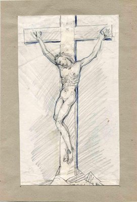 Unknown, Christ Crucifixion, Original Pencil, Early 20th Century-ZCI-1379157