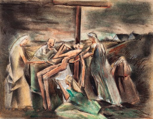 Unknown, Deposition of Christ, Mixed Media on Paper, 20th Century-ZCI-1775985