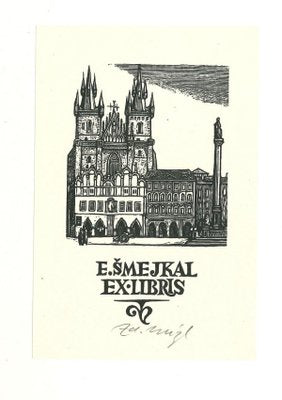 Unknown, Ex Libris Smejkal, Original Woodcut Print, Mid-20th Century-ZCI-1379063