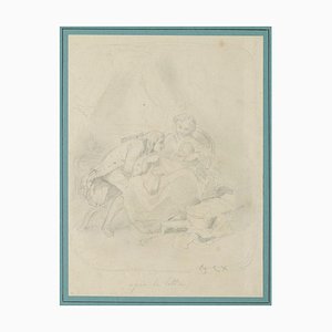 Unknown, Family Portrait, Pencil, Early 19th Century-ZCI-880423