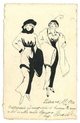 Unknown, Fashionable Women, Ink Drawing, Early 20th Century-ZCI-903144