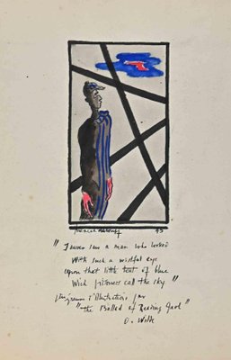 Unknown, Figure, Original Tempera & Watercolor on Paper, Mid-20th Century-ZCI-1382457