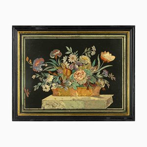 Unknown, Flower, Painting in Scagliola, 19th Century-ZCI-1769935