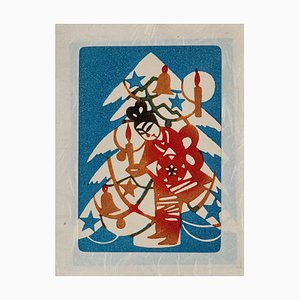 Unknown, Japanese Christmas Tree, Woodcut Print, Mid-20th Century-ZCI-1775625