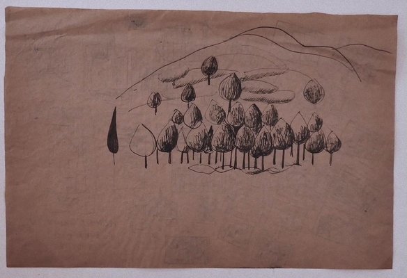 Unknown, Landscape, China Ink Signed Henry Zadourian, 20th Century-ZCI-871709