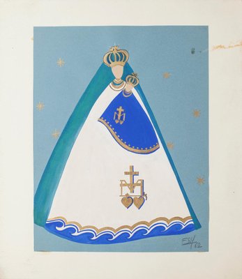 Unknown, Madonna with Child, Tempera on Paper and Cardboard, 1962-ZCI-1760489