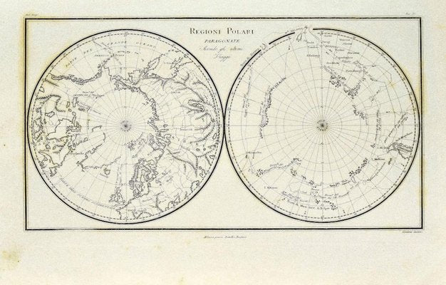 Unknown - Map of Polar Regions - Original Etching - Late 19th Century-ZCI-823546