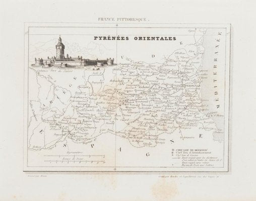 Unknown, Map of Pyrénées, Etching, 19th Century-ZCI-871486