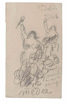 Unknown, Medée, Original Pencil Drawing, Early 20th-Century-ZCI-956925