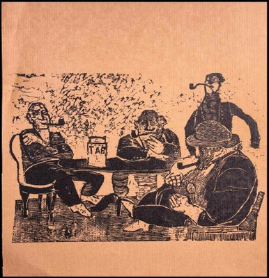 Unknown, Men Who Smoke the Pipe, Original Woodcut Print, Early 20th-Century-ZCI-1326654