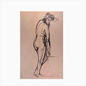 Unknown, Nude, Original Pen Drawing on Paper, Mid-20th Century-ZCI-1354898