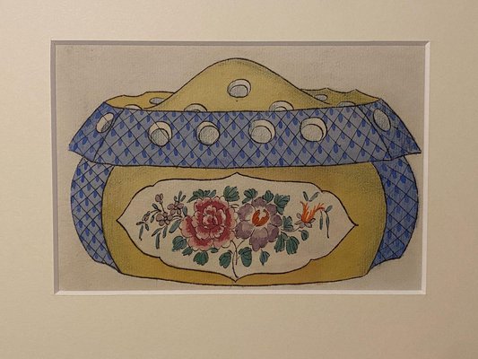 Unknown, Porcelain Box, China Ink and Watercolor, 1890s-ZCI-1769911