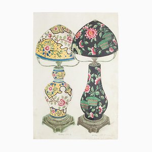 Unknown, Porcelain Lamps, Ink and Watercolor, 1880s-ZCI-822936