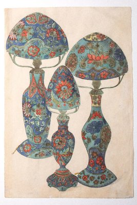 Unknown, Porcelain Lamps, Watercolor on Paper, 1880s-ZCI-822927