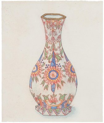 Unknown, Porcelain Vase, China Ink and Watercolor, 1890s-ZCI-1769907