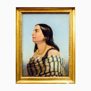 Unknown, Portrait of Anita Garibaldi, Oil Painting, Late 19th Century, Framed-ZCI-1403341