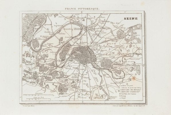 Unknown - Price - Map of Seine - Original Etching - 19th Century-ZCI-871167