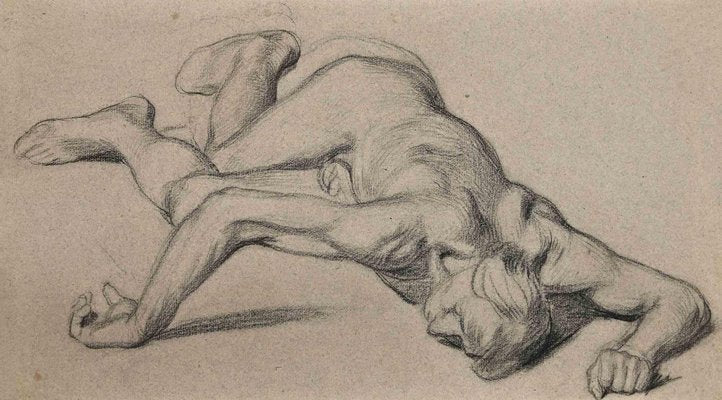 Unknown, Reclined Nude, Original Pencil Drawing, Mid-20th Century-ZCI-1335807