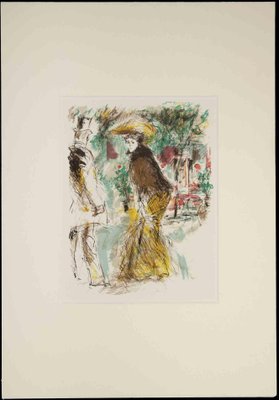 Unknown, Sketch in the Garden, Original Ink & Watercolor Drawing, Early 20th Century-ZCI-1379499