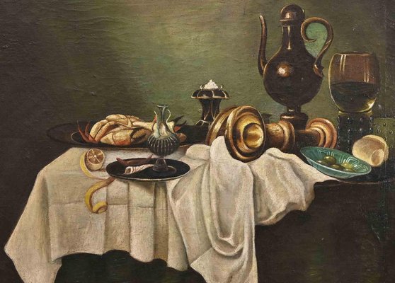 Unknown, Still Life with a Table, Oil on Canvas, 20th Century-ZCI-1372530