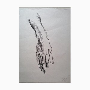 Unknown, Study of a Hand, Original Drawing on Tissue Paper, Mid-20th Century-ZCI-808345