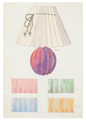 Unknown , Table lamp , Original Watercolor and Ink Drawing , 19th Century-ZCI-801209