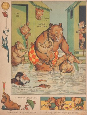 Unknown, The Bath of Bears, Original Lithograph, 19th Century-ZCI-1758877