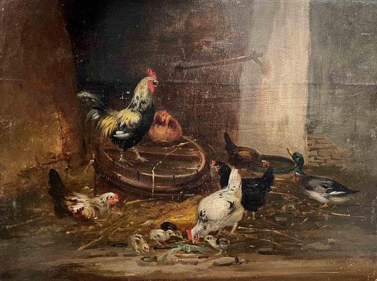 Unknown, The Chicken Farm, Oil, 19th Century-ZCI-1770055