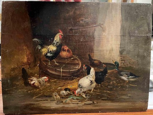 Unknown, The Chicken Farm, Oil, 19th Century-ZCI-1770055