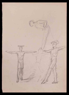 Unknown, The Crucified, Original Pencil Drawing, Early 20th Century-ZCI-1377768