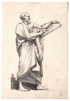 Unknown - The Scribe - Original Ink and Watercolor on Paper - 19th Century-ZCI-871778