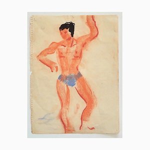 Unknown - Trainer - Original Pastel on Paper - Mid-20th Century-ZCI-834622