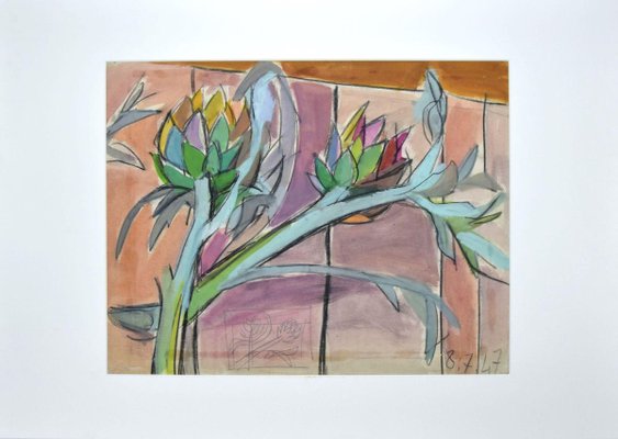 Unknown, Tropical Vegetation, Pencil and Watercolor, 1917-ZCI-904033