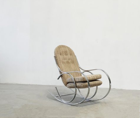 Upholstered Chrome Rocking Chair, 1970s-XLH-1817245