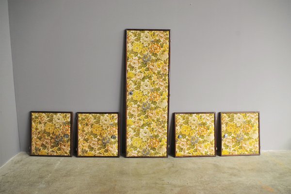 Upholstered Doors in Floral Fabric, 1950s, Set of 5-KNM-1384704