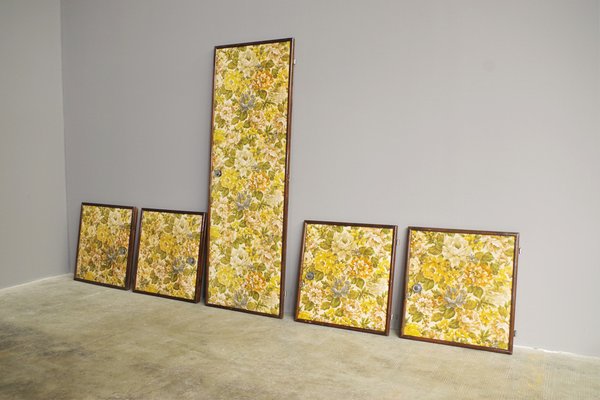 Upholstered Doors in Floral Fabric, 1950s, Set of 5-KNM-1384704