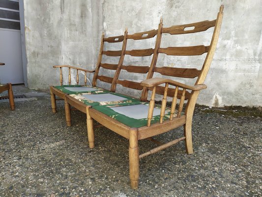 Upholstered Oak Sofa and Chair, 1950s, Set of 2-EAD-1703676