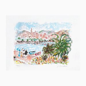 Urbain Huchet, Vue De Menton, 1985, Lithograph on Bfk Rives Paper-FMZ-1129148