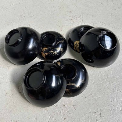 Urushi Maki-E Rice Bowls, Japan, 1910s, Set of 3-DWL-1698151