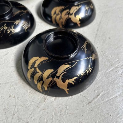 Urushi Maki-E Rice Bowls, Japan, 1910s, Set of 3-DWL-1698151