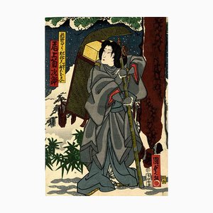 Utagawa Kunisada II, Kabuki, Scene in the Snow, Woodcut, 1864-ZCI-1781635