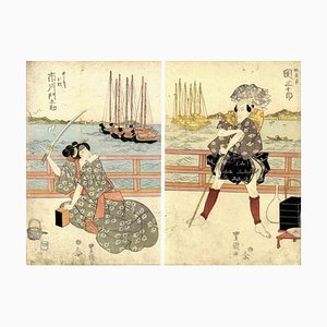 Utagawa Toyokuni, Figurative Scene, Woodcut Print, 1820s-ZCI-1781606